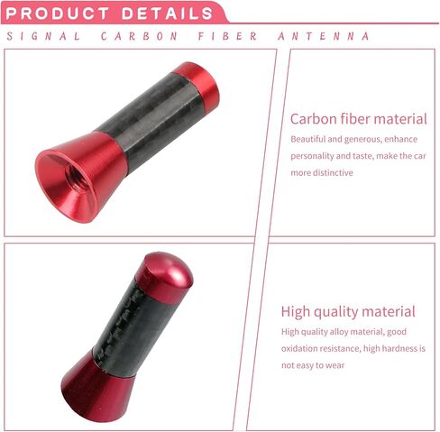 1 PC Car Carbon Fiber Black Polished Mini Short Antenna, 1.37" x 0.59" Wireless Signal Enhancement Antenna Decoration, Car External Antenna with Screw Washer Kit, Universal for Cars (Red) in Saudi Arabia
