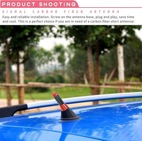 1 PC Car Carbon Fiber Black Polished Mini Short Antenna, 1.37" x 0.59" Wireless Signal Enhancement Antenna Decoration, Car External Antenna with Screw Washer Kit, Universal for Cars (Red) in Saudi Arabia