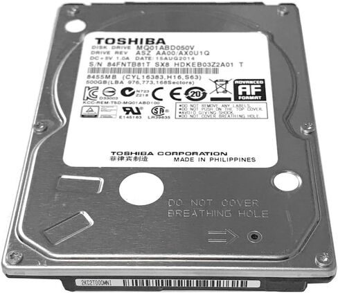 محرك الأقراص الصلبة للكمبيوتر المحمول Toshiba 2.5 بوصة SATA سعة 500 جيجابايت (5400 دورة في الدقيقة، ذاكرة تخزين مؤقت سعة 8 ميجابايت) MQ01ABD050V (متجدد) in Saudi Arabia