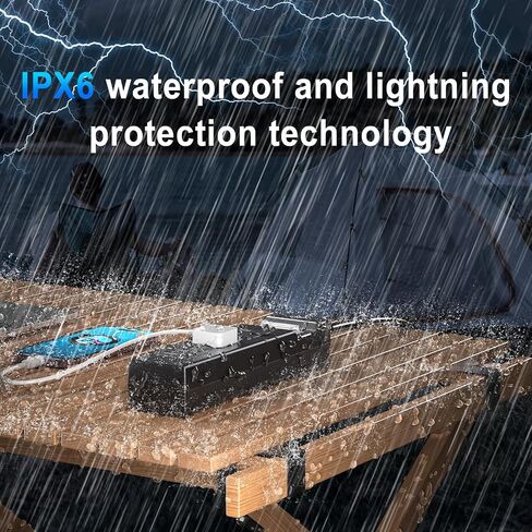 Outdoor Power Strip Weatherproof, 6 FT Extension Cord, Waterproof Surge Protector with 3 Wide Outlets, 1875W Overload Protection, Shockproof Outlet Extender (6FT Black VINE3) in Saudi Arabia