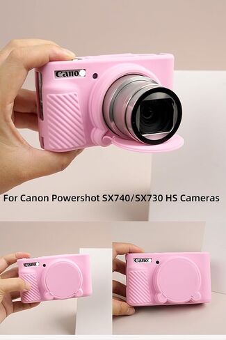 Case for Canon PowerShot SX740/ SX730 Digital Camera | Soft Silicone Protective Bag Removable Lens Cover,Anti-Scratch Slim Fit Lightweight Protective Case(Pink) in Saudi Arabia