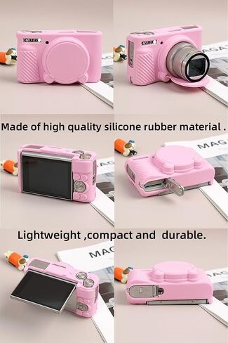 Case for Canon PowerShot SX740/ SX730 Digital Camera | Soft Silicone Protective Bag Removable Lens Cover,Anti-Scratch Slim Fit Lightweight Protective Case(Pink) in Saudi Arabia