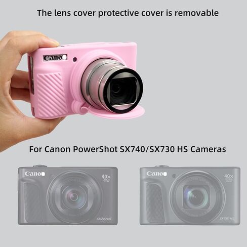 Case for Canon PowerShot SX740/ SX730 Digital Camera | Soft Silicone Protective Bag Removable Lens Cover,Anti-Scratch Slim Fit Lightweight Protective Case(Pink) in Saudi Arabia