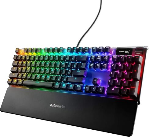 لوحة مفاتيح الألعاب الميكانيكية SteelSeries Apex 7 - شاشة OLED الذكية - مرور USB وعناصر التحكم في الوسائط - خطية وهادئة - إضاءة خلفية RGB (مفتاح أحمر) (متجدد) in Saudi Arabia
