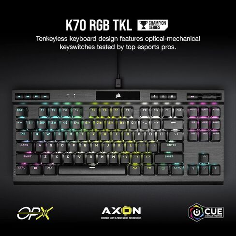 Corsair K70 RGB TKL Champion Series Gaming Keyboard CH-911901A - OPX Switch (Renewed) in Saudi Arabia