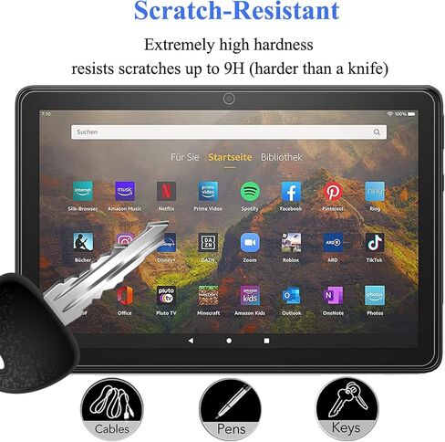 واقي شاشة لجهاز Fire HD 10 Tablet (2023/2021، الجيل الثالث عشر/الحادي عشر) وFire HD 10 Kids Pro، طبقة من الزجاج المقوى (عبوتان) in Kuwait