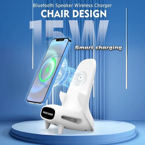 Cell Phone Stand with Wireless Bluetooth Speaker, 15W Fast Qi Wireless Charging with Amplifying Sound Design,Tech Unique Gift for Men WomenHim Her Dad Husband Boyfriend in Saudi Arabia