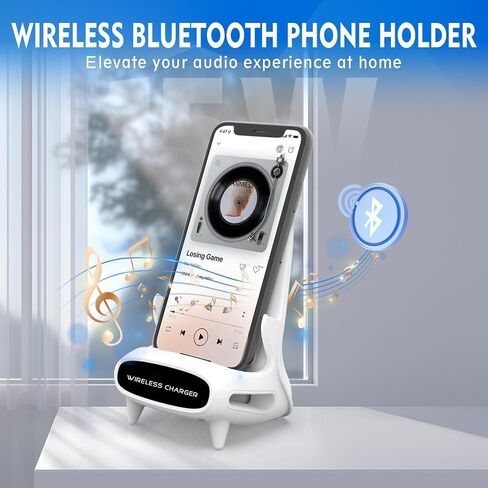 Cell Phone Stand with Wireless Bluetooth Speaker, 15W Fast Qi Wireless Charging with Amplifying Sound Design,Tech Unique Gift for Men WomenHim Her Dad Husband Boyfriend in Saudi Arabia