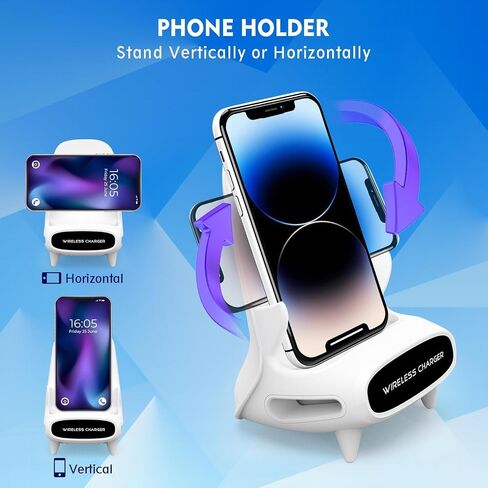 Cell Phone Stand with Wireless Bluetooth Speaker, 15W Fast Qi Wireless Charging with Amplifying Sound Design,Tech Unique Gift for Men WomenHim Her Dad Husband Boyfriend in Saudi Arabia