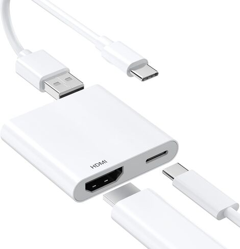 [معتمد من MFi] محول USB C إلى HDMI لجهاز iPhone 15 إلى التلفزيون، محول AV رقمي 2 في 1 من النوع C، محول موصل شاشة مزامنة 1080P متوافق مع iPhone 15/15 Pro/15 Pro Max إلى شاشة عرض HDTV in Kuwait