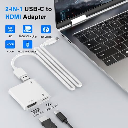 [معتمد من MFi] محول USB C إلى HDMI لجهاز iPhone 15 إلى التلفزيون، محول AV رقمي 2 في 1 من النوع C، محول موصل شاشة مزامنة 1080P متوافق مع iPhone 15/15 Pro/15 Pro Max إلى شاشة عرض HDTV in Kuwait