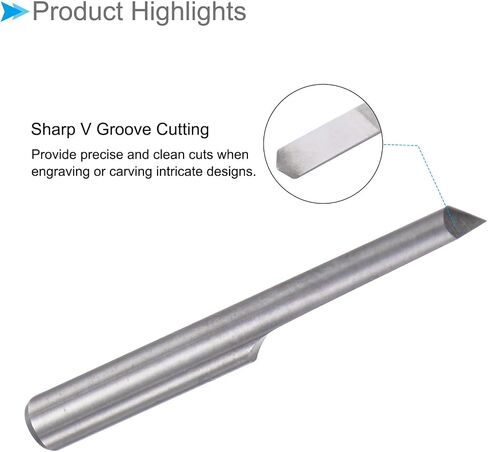 Engraving CNC Router Bits, 0.1mm (0.004") Tip Width 90 Degree Angle 1/8" Shank Solid Carbide 2-Flute V Groove Carving Bits - (Applications: for Wood Acrylic Plastic), 2-Pieces in Saudi Arabia