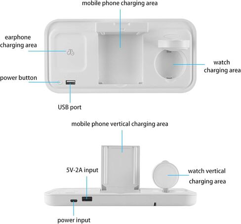 3C Light Wireless Charger, 4 in 1 Qi-Certified Fast Charging Station for Apple Watch Airpods Pro iPhone 121111proXXSXRXs Max88 Plus, Foldable Wireless Charging Stand (Black) in Saudi Arabia