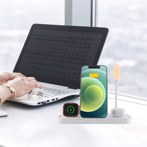 3C Light Wireless Charger, 4 in 1 Qi-Certified Fast Charging Station for Apple Watch Airpods Pro iPhone 121111proXXSXRXs Max88 Plus, Foldable Wireless Charging Stand (Black) in Saudi Arabia