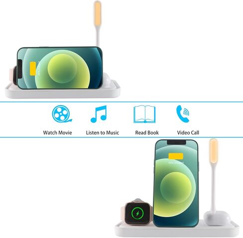 3C Light Wireless Charger, 4 in 1 Qi-Certified Fast Charging Station for Apple Watch Airpods Pro iPhone 121111proXXSXRXs Max88 Plus, Foldable Wireless Charging Stand (Black) in Saudi Arabia
