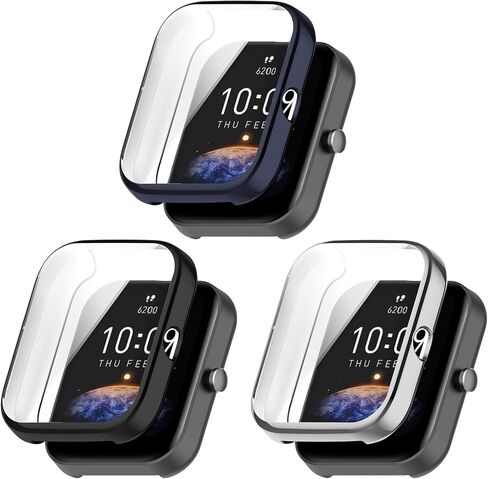 حافظة حماية شاشة FitTurn لساعة Amazfit Bip 3/Bip 3 Pro من مادة TPU [إطار معدني مطلي] [تغطية كاملة ثلاثية الأبعاد] حافظة واقية لساعة Bip 3/Bip 3 Pro الذكية (سبعة ألوان) in Saudi Arabia