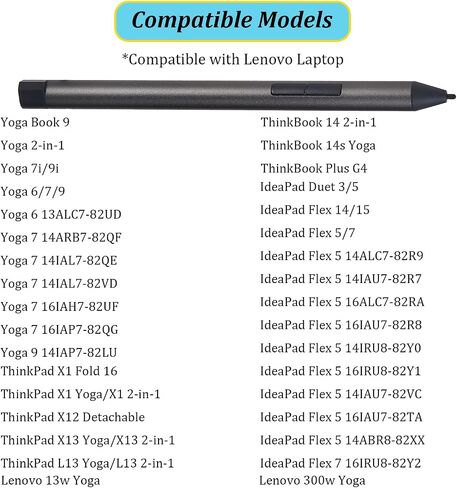 قلم رقمي 2 متوافق مع قلم Lenovo الرقمي 2، متوافق مع Lenovo Yoga Book 9/2 in 1/7i/9i، ThinkBook 14 2in1/14s Yoga/Plus G4، IdeaPad Duet 3/5، 13w/300w Yoga Pen (رمادي) in Saudi Arabia