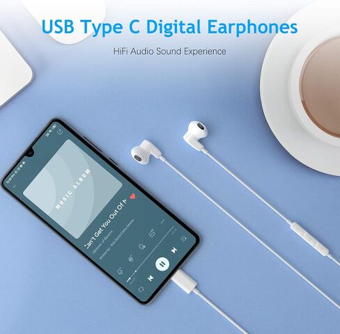 USB C Headphones for Galaxy S24 S23 S22 A54 A53 Z Fold 5 6, USB Type C Earphones with Microphone Android Wired Earbuds DAC Noise Canceling Headset for Samsung S21 Plus S20 FE Tab S9 S8 Pixel 8 7 Pro in Saudi Arabia