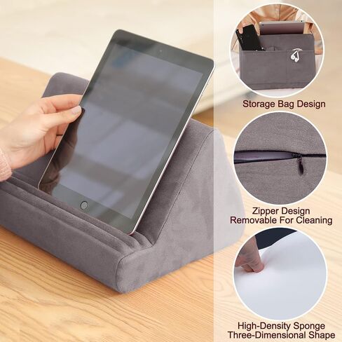 حامل وسادة للكمبيوتر اللوحي مع جيب، وسادة ناعمة متعددة الزوايا للحضن والسرير والمكتب، 3 زوايا عرض قابلة للتعديل، لجهاز iPad Pro 11، 10.5،12.9 Air Mini، والهواتف الذكية، والقارئ الإلكتروني، والكتب (أحمر) in Kuwait