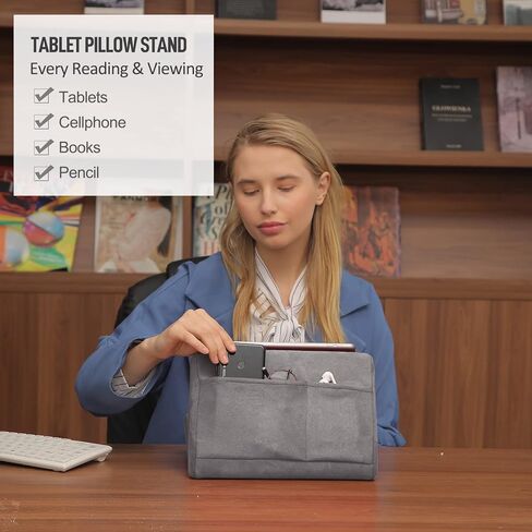 حامل وسادة للكمبيوتر اللوحي مع جيب، وسادة ناعمة متعددة الزوايا للحضن والسرير والمكتب، 3 زوايا عرض قابلة للتعديل، لجهاز iPad Pro 11، 10.5،12.9 Air Mini، والهواتف الذكية، والقارئ الإلكتروني، والكتب (أحمر) in Kuwait