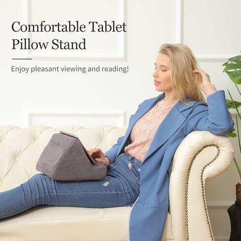 حامل وسادة للكمبيوتر اللوحي مع جيب، وسادة ناعمة متعددة الزوايا للحضن والسرير والمكتب، 3 زوايا عرض قابلة للتعديل، لجهاز iPad Pro 11، 10.5،12.9 Air Mini، والهواتف الذكية، والقارئ الإلكتروني، والكتب (أحمر) in Kuwait