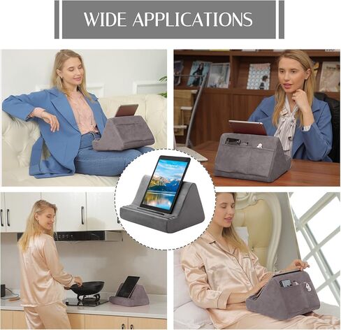 حامل وسادة للكمبيوتر اللوحي مع جيب، وسادة ناعمة متعددة الزوايا للحضن والسرير والمكتب، 3 زوايا عرض قابلة للتعديل، لجهاز iPad Pro 11، 10.5،12.9 Air Mini، والهواتف الذكية، والقارئ الإلكتروني، والكتب (أحمر) in Kuwait