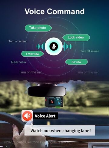 Scaled AI Dashcam, HAWKSE2K, 2.5K Dash Cam Front and Rear, 3" Monitor Visual Traffic,7 ADAS Functions, 10 Voice commands,Free 64G SD card, Free APP, Car Dash Camera with GPS/WiFi and stary Vision in Saudi Arabia