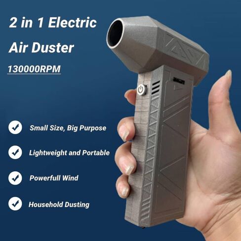 Portable Air Duster, 3 Gear Adjustable Jet Dry Blower, 130000RPM Compressed Air Duster, USB-C Rechargeable 8000mAh Keyboard Vacuum Cleaner in Saudi Arabia