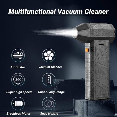 Portable Air Duster, 3 Gear Adjustable Jet Dry Blower, 130000RPM Compressed Air Duster, USB-C Rechargeable 8000mAh Keyboard Vacuum Cleaner in Saudi Arabia