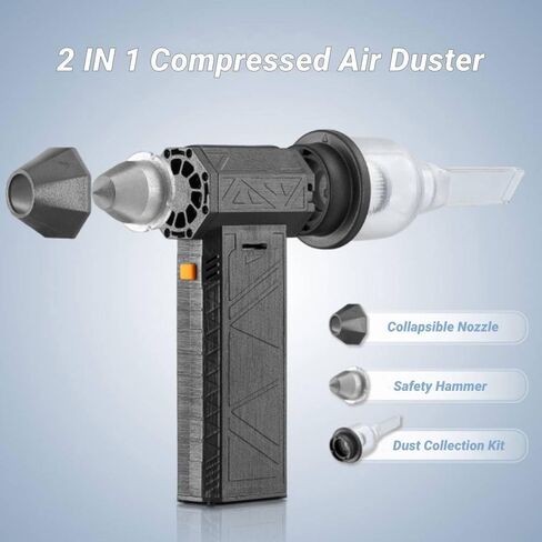 Portable Air Duster, 3 Gear Adjustable Jet Dry Blower, 130000RPM Compressed Air Duster, USB-C Rechargeable 8000mAh Keyboard Vacuum Cleaner in Saudi Arabia