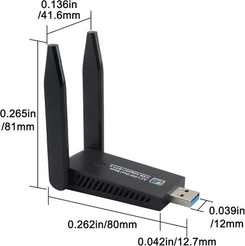 BOOBRIE USB WiFi Bluetooth Adapter AC1300 Mbps Dual Band 2.4G/5.8Ghz Wi-Fi Antenna Bluetooth 5.0 Adapter USB 3.0 Network Antenna for PC Laptop Desktop Windows 10/8/7/Vista/XP Mac in Saudi Arabia