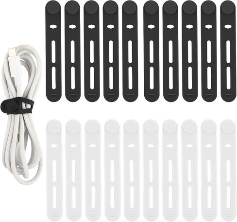 Reusable Cable Ties, 40 Pcs Silicone Cord Organizer Charger Management Ties Elasticity Cable Organizer Adjustable Accessories Cord Holder Straps Desk Cable Management for Home Office Travel in Saudi Arabia