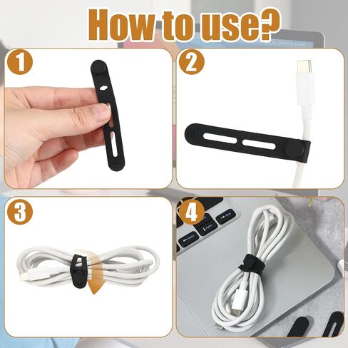 Reusable Cable Ties, 40 Pcs Silicone Cord Organizer Charger Management Ties Elasticity Cable Organizer Adjustable Accessories Cord Holder Straps Desk Cable Management for Home Office Travel in Saudi Arabia