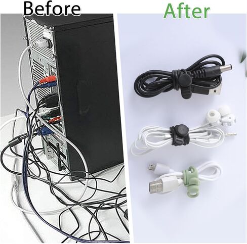 Cable Ties Cord Organizer Cable Holder 20 PCS Silicone Bands Home Organization Plant Management Phone Charger Wire Clips Appliance Storage Travel Office Computer Wraps Strips Holders Kitchen Straps in Saudi Arabia