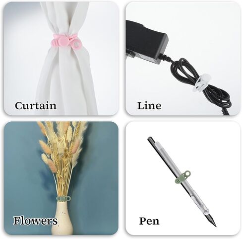 Cable Ties Cord Organizer Cable Holder 20 PCS Silicone Bands Home Organization Plant Management Phone Charger Wire Clips Appliance Storage Travel Office Computer Wraps Strips Holders Kitchen Straps in Saudi Arabia