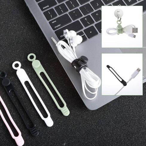 Cable Ties Cord Organizer Cable Holder 20 PCS Silicone Bands Home Organization Plant Management Phone Charger Wire Clips Appliance Storage Travel Office Computer Wraps Strips Holders Kitchen Straps in Saudi Arabia