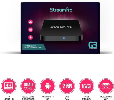 G3 Streampro - نظام التشغيل Android 11 - Amlogic S905x4 - 2GB DDR4 - 16GB eMMC in Kuwait