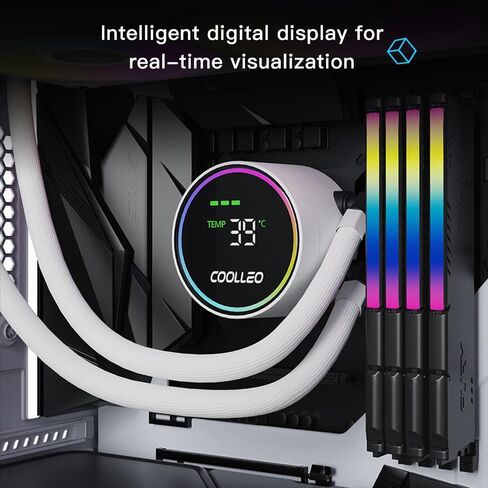 COOLLEO ICE Fairy 240 Digital ARGB 240mm AIO CPU Cooler,Three-Phase Nine-Stage Water Pump 280W TDP Liquid CPU Cooler for AMD AM4/AM5 & Intel LGA 115X/1200/1700 in Saudi Arabia