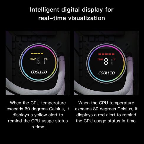 COOLLEO ICE Fairy 240 Digital ARGB 240mm AIO CPU Cooler,Three-Phase Nine-Stage Water Pump 280W TDP Liquid CPU Cooler for AMD AM4/AM5 & Intel LGA 115X/1200/1700 in Saudi Arabia