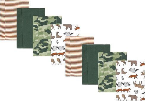 Hudson Baby Cotton Poly Flannel Burp Cloths Multipack, Animal Adventure 8-Pack, One Size in Saudi Arabia