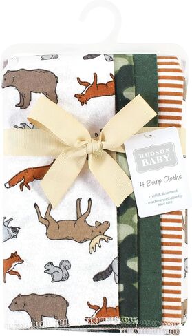 Hudson Baby Cotton Poly Flannel Burp Cloths Multipack, Animal Adventure 8-Pack, One Size in Saudi Arabia