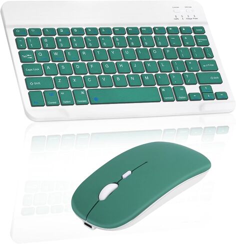 Rechargeable Bluetooth Keyboard and Mouse Combo Ultra Slim for Amazon Fire HD 8 Plus (2020) and All Bluetooth Enabled Android/PC-Baby Pink Keyboard with Baby Pink RGB LED Mouse in Saudi Arabia