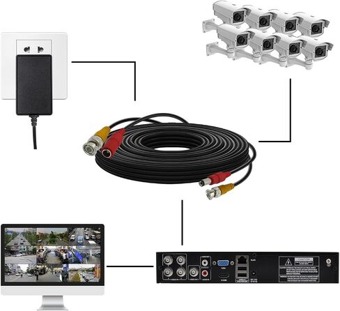 1pcs 5M/16.4ft bnc Cable, coaxial Cable, dvr System Installation, CCTV Security Camera Connection Cable, Video Cable, Camera Extension Cable, Comes with 4 bnc connectors in Saudi Arabia