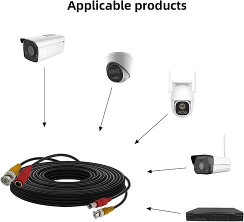 1pcs 5M/16.4ft bnc Cable, coaxial Cable, dvr System Installation, CCTV Security Camera Connection Cable, Video Cable, Camera Extension Cable, Comes with 4 bnc connectors in Saudi Arabia