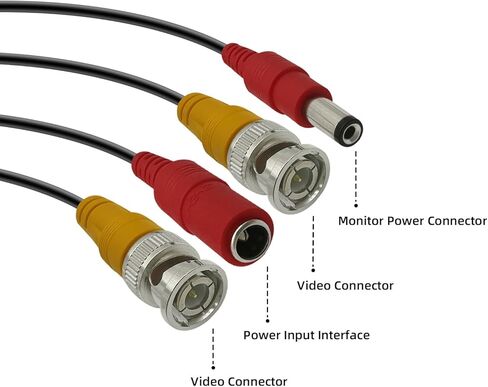 1pcs 5M/16.4ft bnc Cable, coaxial Cable, dvr System Installation, CCTV Security Camera Connection Cable, Video Cable, Camera Extension Cable, Comes with 4 bnc connectors in Saudi Arabia