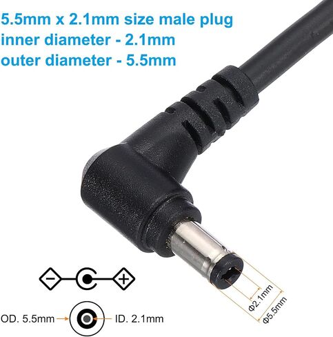 PATIKIL 1Ft 5.5 x 2.1mm Male to Male DC Power Cable, 2Pcs 18AWG Wire Adapter 90 Degree Right Angle Connector Cord for LED Strip DVR Router Surveillance Camera in Kuwait