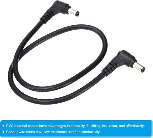 PATIKIL 1Ft 5.5 x 2.1mm Male to Male DC Power Cable, 2Pcs 18AWG Wire Adapter 90 Degree Right Angle Connector Cord for LED Strip DVR Router Surveillance Camera in Kuwait