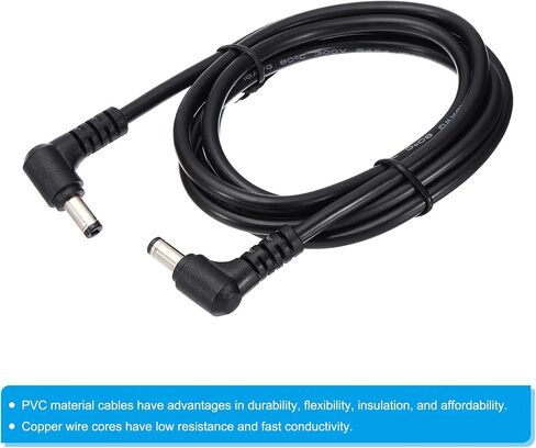 PATIKIL 1Ft 5.5 x 2.1mm Male to Male DC Power Cable, 2Pcs 18AWG Wire Adapter 90 Degree Right Angle Connector Cord for LED Strip DVR Router Surveillance Camera in Kuwait