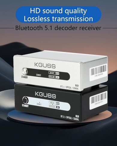 جهاز استقبال KGUSS BL01 HiFi Bluetooth 5.1 للستيريو المنزلي مع LDAC، ومحول صوت بلوتوث مع DAC aptX HD، ومخرج محور بصري RCA لجهاز استقبال AV أو مكبر صوت استريو in Kuwait
