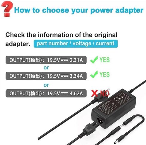 65W 45W AC Adapter Charger for Dell Laptop Charger, Dell inspiron 11 13 14 15 17 3000 5000 7000 Series laptops Round Connects Chargers（7.4mm and 4.5mm） in Saudi Arabia